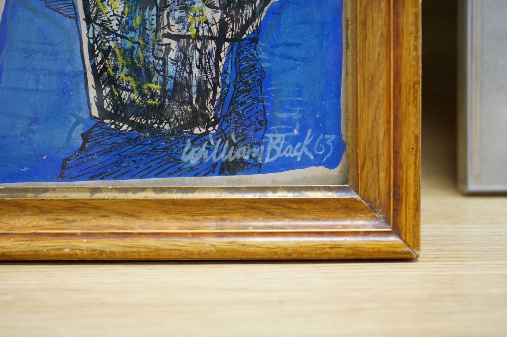 William Black (Cornish, 20th. C), ink and watercolour, 'Blue Stones', signed and dated '63, 29 x 38cm. Condition - good